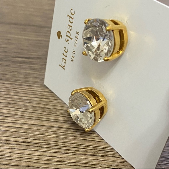 New Kate Spade Large Clear Crystal Gumdrop Earrings Studs - Picture 7 of 11